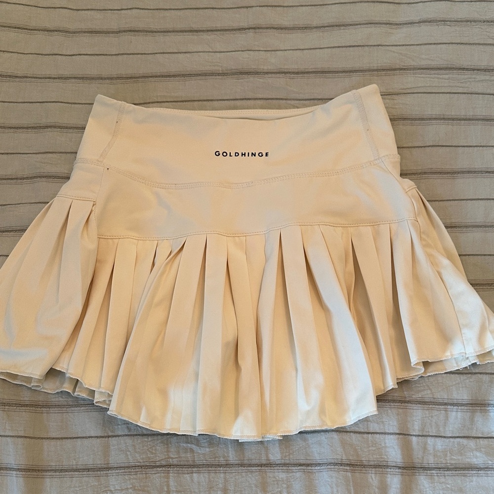 Cream Pleated Mini Skirt